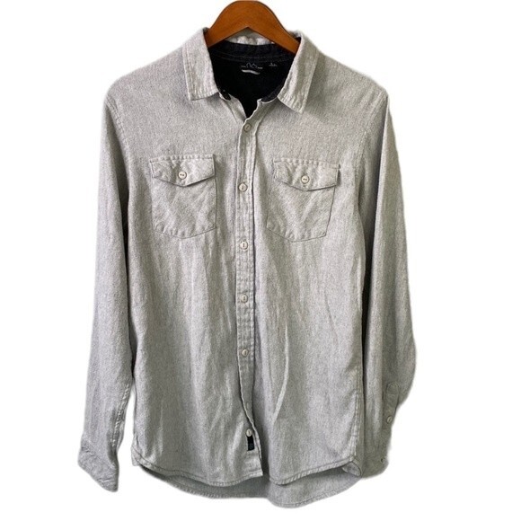 Burnside Flannel Button Up Long Sleeve Shirt Chest Pockets Flaps - Picture 1 of 16